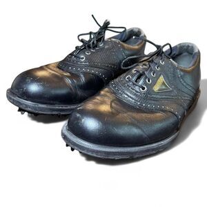 Footjoy Dry I.C.E. Men's Black Leather Lace Up Golf Spikes Shoes Size 9